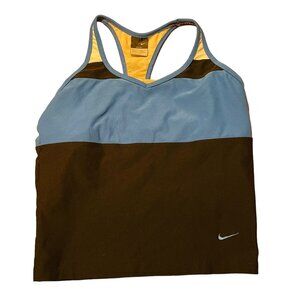 Nike Dri-Fit Women's Racerback Tank Top M Blue Black Athletic Gym Wear